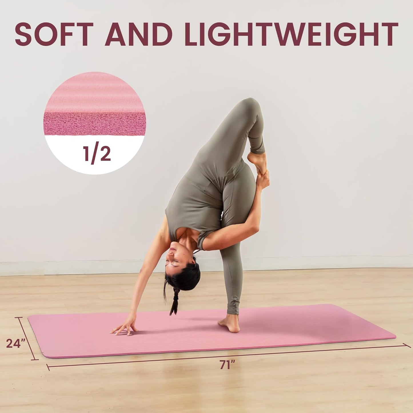 Yoga Mat Anti-Tear Exercise Yoga Mat with Carrying Strap
