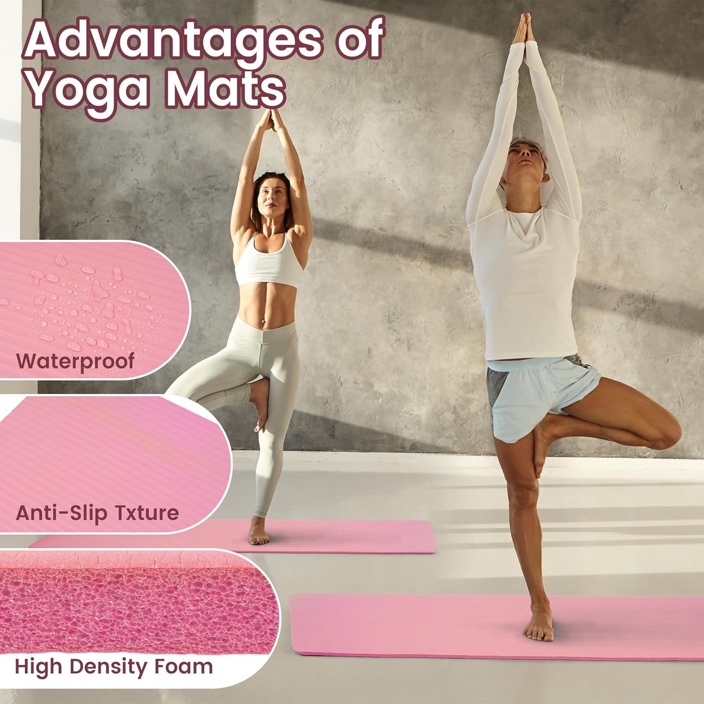 Yoga Mat Anti-Tear Exercise Yoga Mat with Carrying Strap